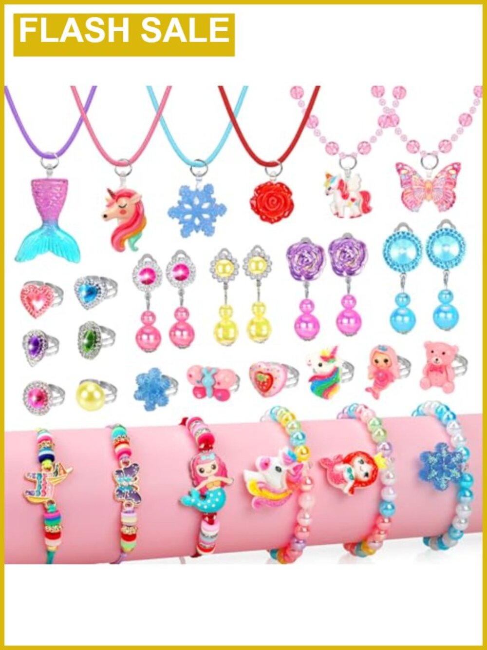 28 Pc Kids Play Jewelry Set Unicorn Necklaces Bracelets Rings Earrings